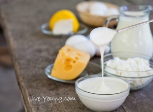 Dairy products on the wooden table