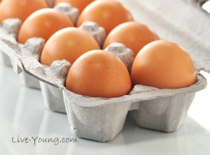 Eggs in the box , close up